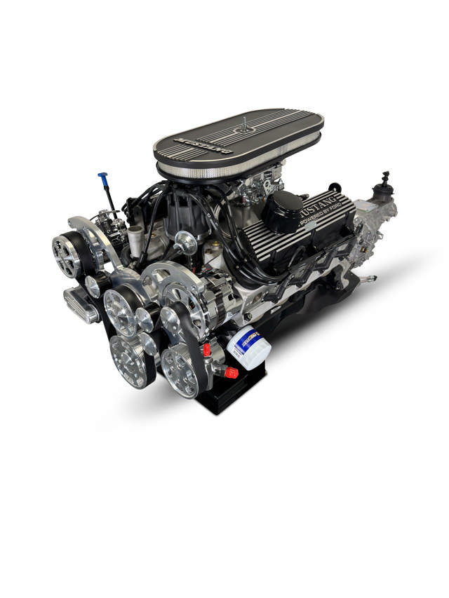 Ford Small Block Compatible 347 c.i. Engine and TKX Manual Transmission - 415 Horsepower - Mustang Edition Builder Series - Polished Pulley Kit - Carbureted
