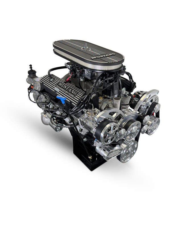 Ford Small Block Compatible 347 c.i. Engine and TKX Manual Transmission - 415 Horsepower - Mustang Edition Builder Series - Polished Pulley Kit - Carbureted