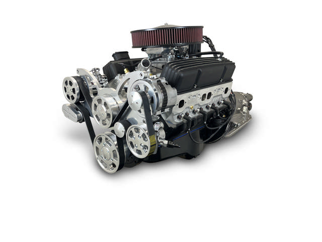 BluePrint Engines GM Small Block Compatible 383 c.i. Engine and 700R4 Automatic Transmission - 436 Horsepower - Standard Edition Builder Series - Polished Pulley Kit - Fuel Injected