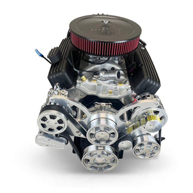 BluePrint Engines GM Small Block Compatible 383 c.i. Engine and 700R4 Automatic Transmission 4WD Ready - 405 Horsepower - Truck Edition Builder Series - Polished Pulley Kit - Carbureted