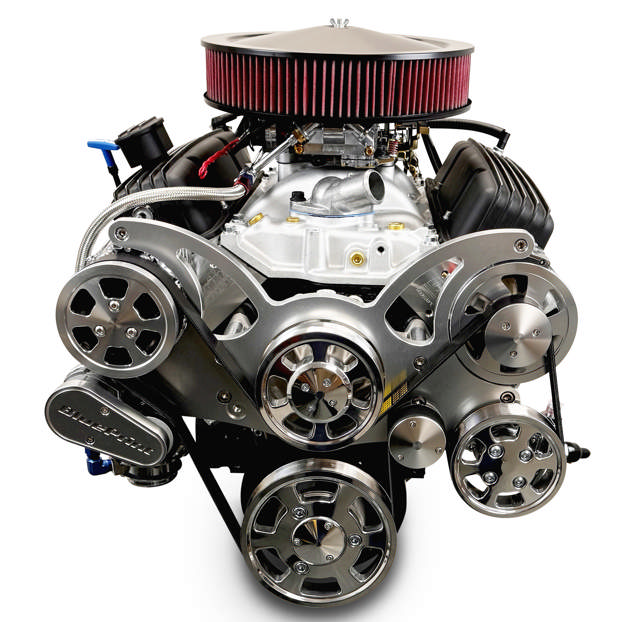 BluePrint Engines GM Small Block Compatible 400 c.i. Engine and 700R4 Automatic Transmission - 500 Horsepower - Standard Edition Builder Series - Polished Pulley Kit - Fuel Injected