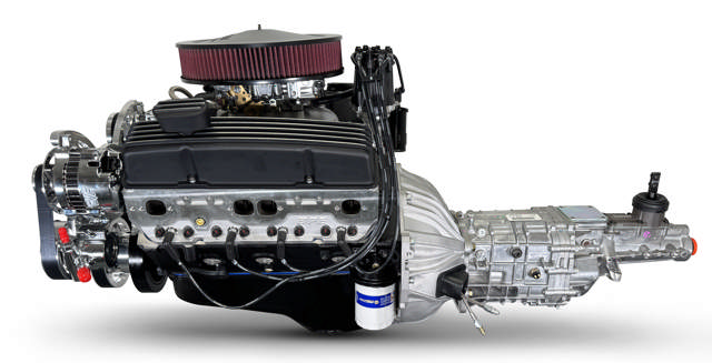 GM Small Block Compatible 400 c.i. Engine and TKX Manual Transmission - 500 Horsepower - Standard Edition Builder Series - Polished Pulley Kit - Carbureted