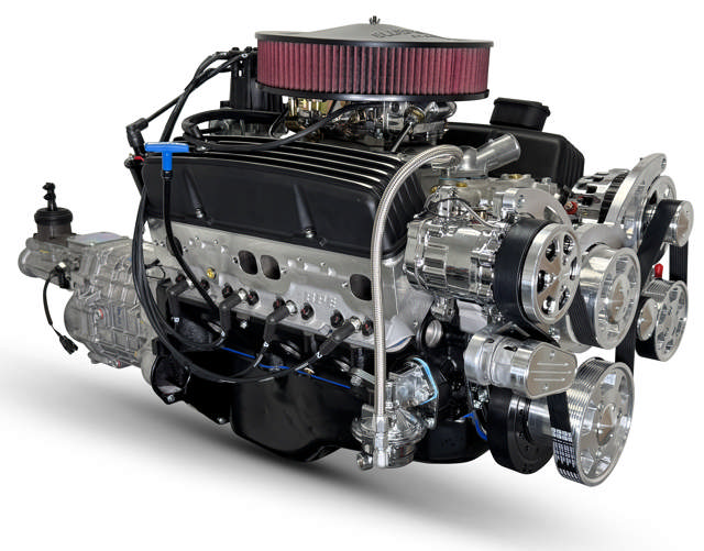 GM Small Block Compatible 400 c.i. Engine and TKX Manual Transmission - 500 Horsepower - Standard Edition Builder Series - Polished Pulley Kit - Carbureted
