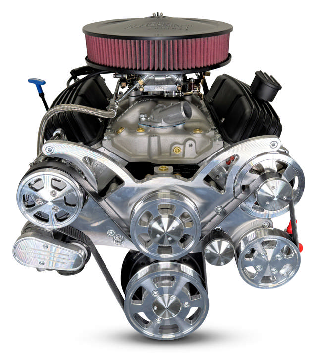 GM Small Block Compatible 400 c.i. Engine and TKX Manual Transmission - 500 Horsepower - Standard Edition Builder Series - Polished Pulley Kit - Carbureted