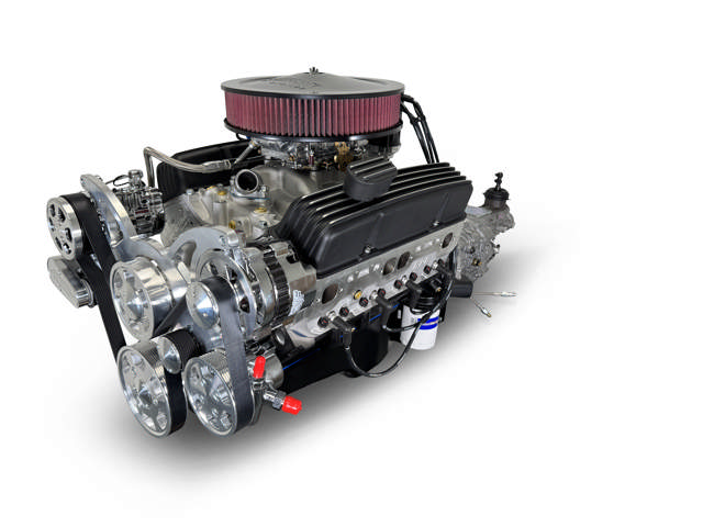 GM Small Block Compatible 400 c.i. Engine and TKX Manual Transmission - 500 Horsepower - Standard Edition Builder Series - Polished Pulley Kit - Carbureted