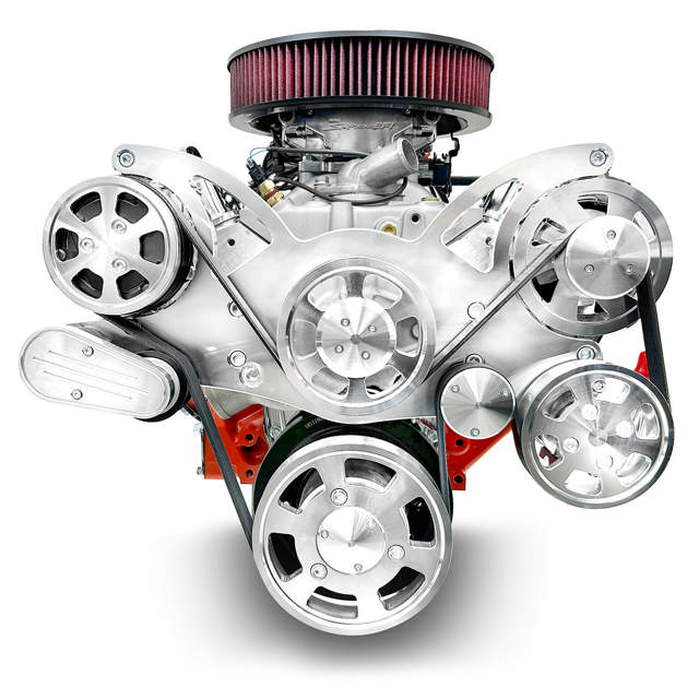 BluePrint Engines GM Small Block Compatible 427 c.i. Pro Series Engine and TKX Manual Transmission - 540 Horsepower - Standard Edition Builder Series - Polished Pulley Kit - Fuel Injected