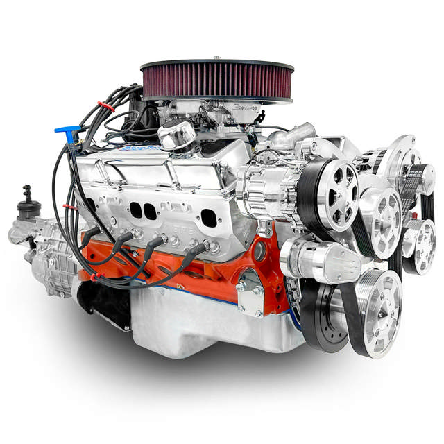 BluePrint Engines GM Small Block Compatible 427 c.i. Pro Series Engine and TKX Manual Transmission - 540 Horsepower - Standard Edition Builder Series - Polished Pulley Kit - Fuel Injected