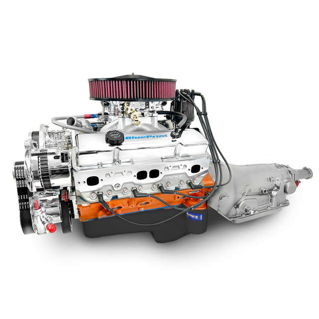 BluePrint Engines GM Small Block Compatible 454 c.i. Engine and 700R4 Automatic Transmission - 563 Horsepower - Standard Edition Builder Series - Polished Pulley Kit - Fuel Injected