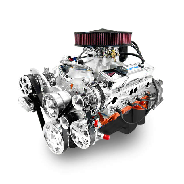 BluePrint Engines GM Small Block Compatible 454 c.i. Engine and 700R4 Automatic Transmission - 563 Horsepower - Standard Edition Builder Series - Polished Pulley Kit - Fuel Injected