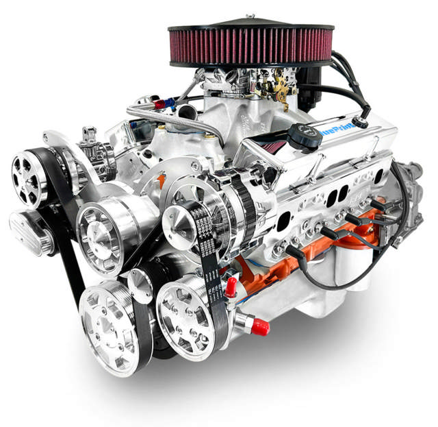 GM Small Block Compatible 454 c.i. Engine and TKX Manual Transmission - 563 Horsepower - Standard Edition Builder Series - Polished Pulley Kit - Fuel Injected