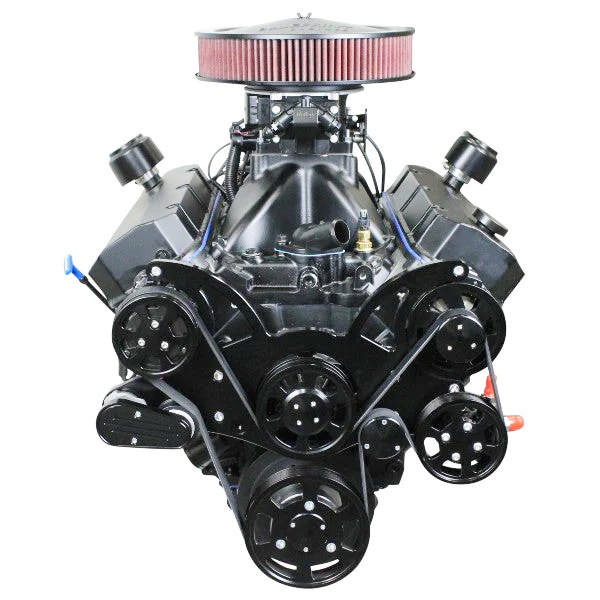 BluePrint Engines GM Big Block Compatible 632 c.i. Pro Series Engine and 4L80E Automatic Transmission - 815 Horsepower - Blackout Reaper Edition Builder Series - Black Pulley Kit - Carbureted