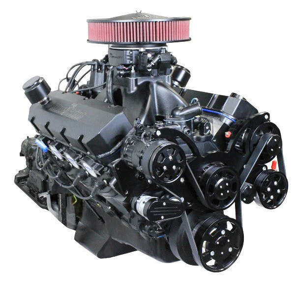 BluePrint Engines GM Big Block Compatible 632 c.i. Pro Series Engine and 4L80E Automatic Transmission - 815 Horsepower - Blackout Reaper Edition Builder Series - Black Pulley Kit - Carbureted