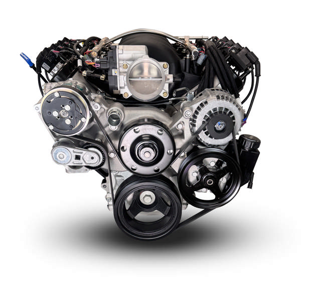 BluePrint Engines GM LS Compatible 376 c.i. Engine and 4L65/70E Automatic Transmission - 530 Horsepower - Standard Edition Builder Series - Natural Pulley Kit - Holley Terminator X EFI System