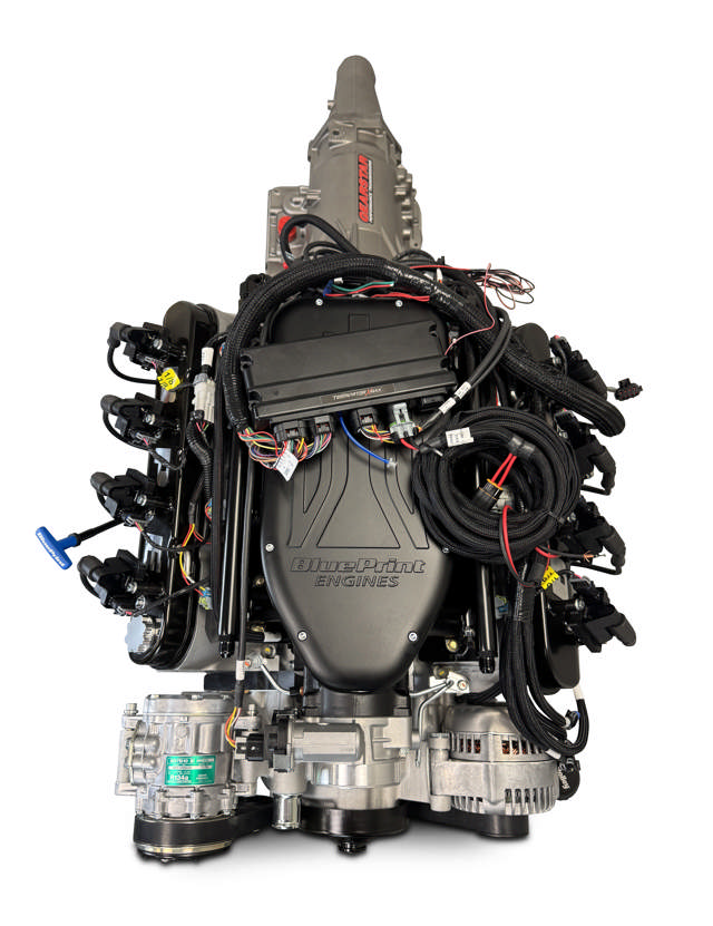 BluePrint Engines GM LS Compatible 376 c.i. Engine and 4L65/70E Automatic Transmission - Standard Edition Builder Series - Natural Pulley Kit - Holley Terminator X EFI System