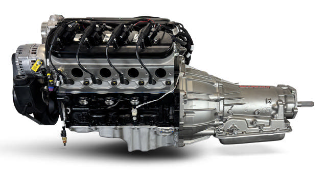 BluePrint Engines GM LS Compatible 376 c.i. Engine and 4L65/70E Automatic Transmission 4WD Ready - Truck Edition Builder Series - Natural Pulley Kit - Holley Terminator X EFI System