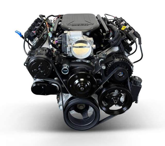 BluePrint Engines GM LS Compatible 376 c.i. Engine and 4L65/70E Automatic Transmission - Standard Edition Builder Series - Black Pulley Kit - Holley Terminator X EFI System