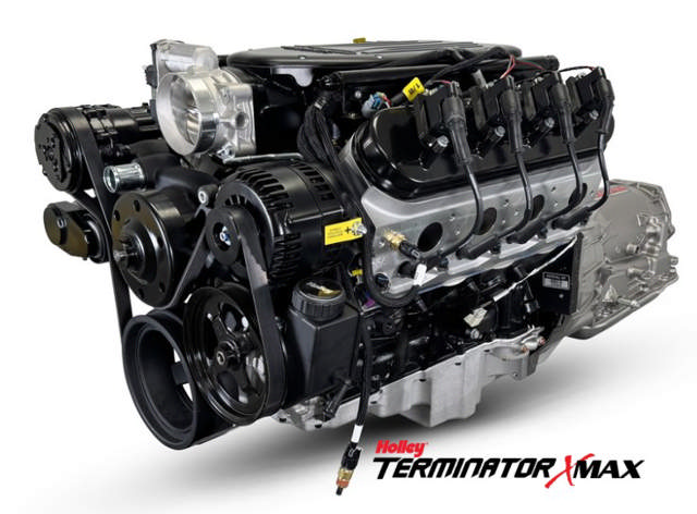 BluePrint Engines GM LS Compatible 376 c.i. Engine and 4L65/70E Automatic Transmission 4WD Ready - Truck Edition Builder Series - Black Pulley Kit - Holley Terminator X EFI System