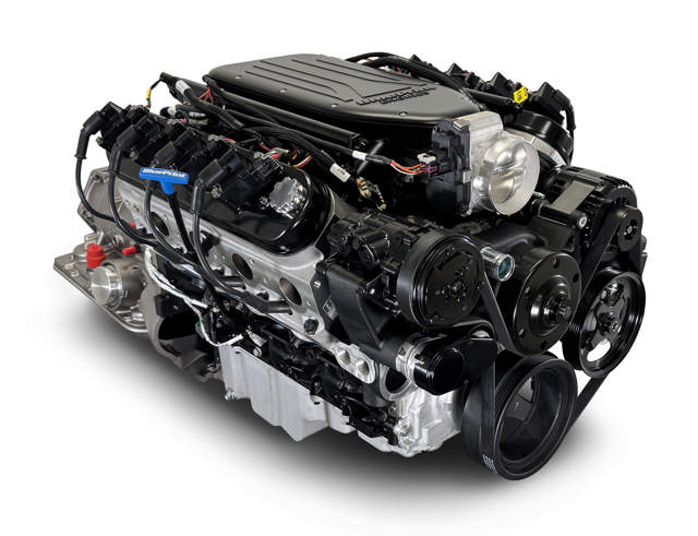 BluePrint Engines GM LS Compatible 376 c.i. Engine and 4L65/70E Automatic Transmission 4WD Ready - Truck Edition Builder Series - Black Pulley Kit - Holley Terminator X EFI System