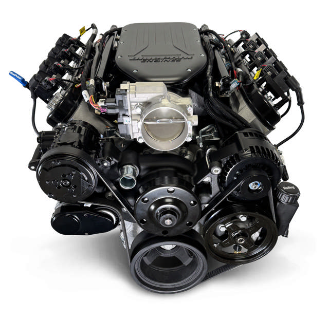BluePrint Engines GM LS Compatible 376 c.i. Engine and 4L65/70E Automatic Transmission 4WD Ready - Truck Edition Builder Series - Black Pulley Kit - Holley Terminator X EFI System
