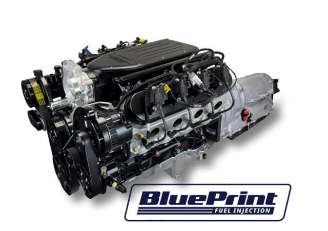 BluePrint Engines GM LS Compatible 376 c.i. Engine and ZF-8 Speed Automatic Transmission - 510 Horsepower - Standard Edition Builder Series - BluePrint Engines Calibrated ECU - Black Pulley Kit