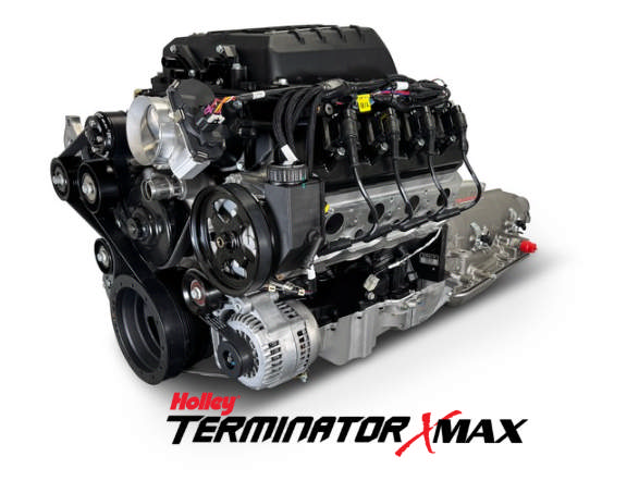 GM LS Compatible 376 c.i. Engine and 4L80E Automatic Transmission - Standard Edition Builder Series - Natural Pulley Kit - Holley Terminator X EFI System