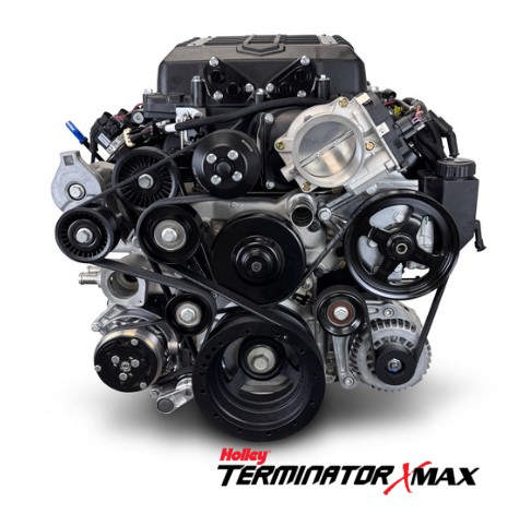 BluePrint Engines GM LS Compatible 376 c.i. Engine and 4L80E Automatic Transmission - Standard Edition Builder Series - Black Pulley Kit - Holley Terminator X EFI System