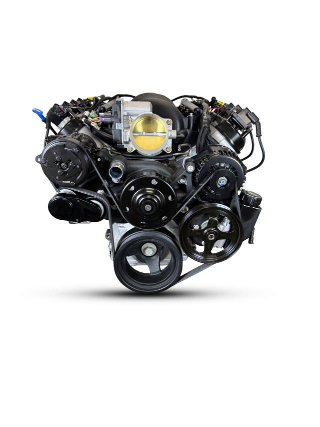 BluePrint Engines GM LS Compatible 427 c.i. Engine and TKX Manual Transmission - Standard Edition Builder Series - Black Pulley Kit - Holley Terminator X EFI System