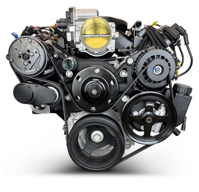 BluePrint Engines GM LS Compatible 427 c.i. Engine and T56 Manual Transmission - Standard Edition Builder Series - Black Pulley Kit - Holley Terminator X EFI System