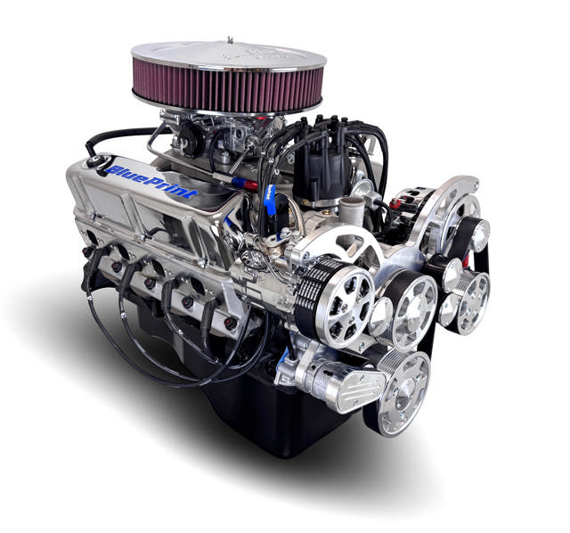 BluePrint Engines Ford Small Block Compatible 347 C.I. Deluxe Dressed - Front Sump Oil Pan - Polished Pulley Kit - Carbureted