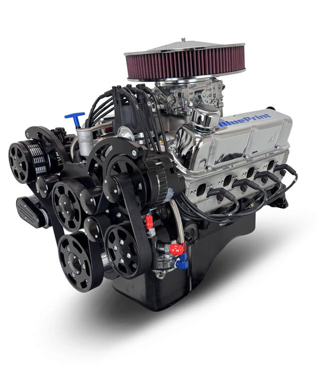 BluePrint Engines Ford Small Block Compatible 347 C.I. Deluxe Dressed - Front Sump Oil Pan - Black Pulley Kit - Carbureted
