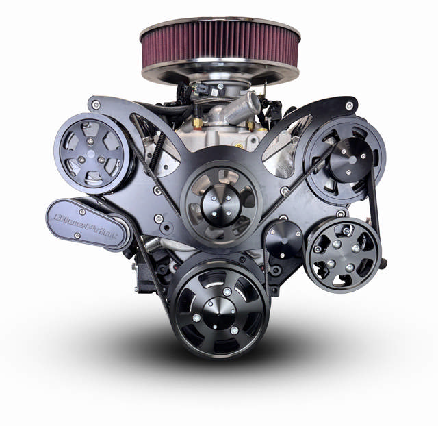 BluePrint Engines GM Small Block Compatible 400 c.i. Engine - 500 Horsepower - Deluxe Dressed - Black Pulley Kit - Multi-Port Fuel Injected
