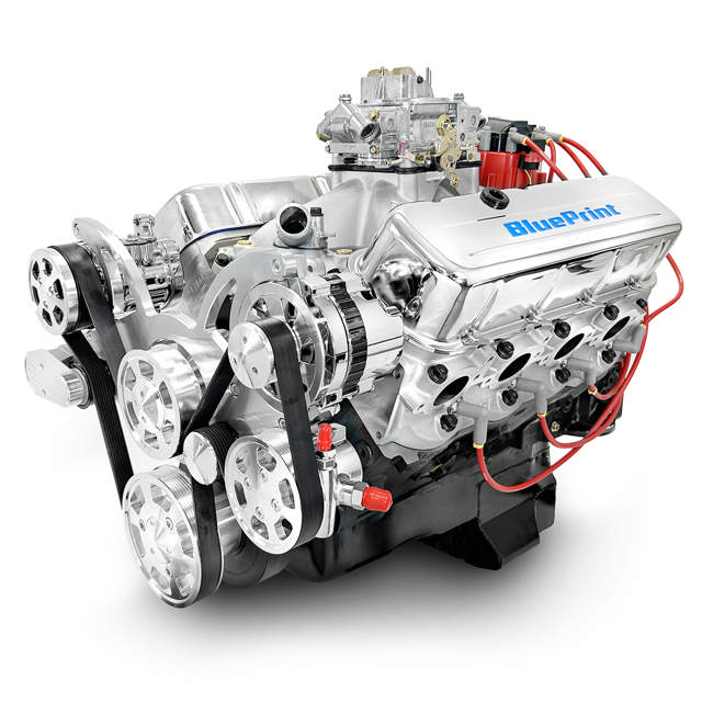 BluePrint Engines GM Big Block Compatible 496 c.i. Engine - 600 Horsepower - Deluxe Dressed - Polished Pulley Kit - Carbureted