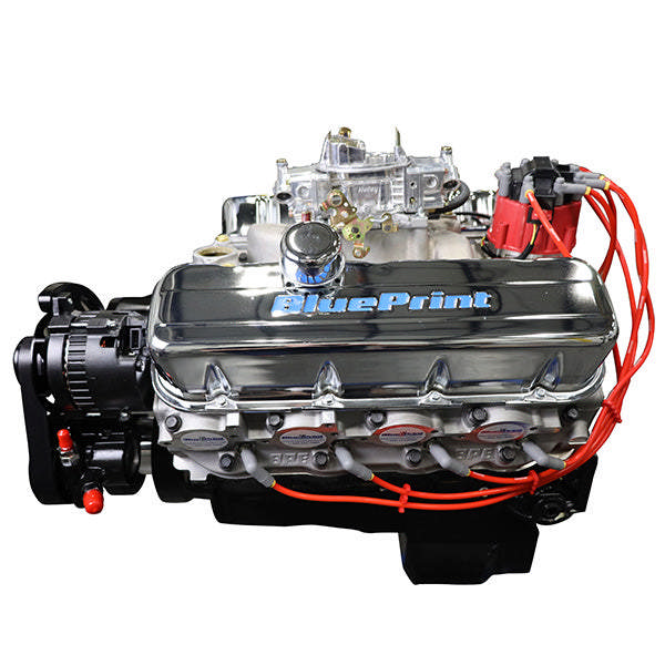 BluePrint Engines GM Big Block Compatible 496 c.i. Engine - 600 Horsepower - Deluxe Dressed - Black Pulley Kit - Carbureted