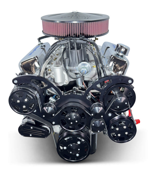 Ford Small Block Compatible 408 C.I. Deluxe Dressed - Rear Sump - Carbureted - Black Pulley Kit