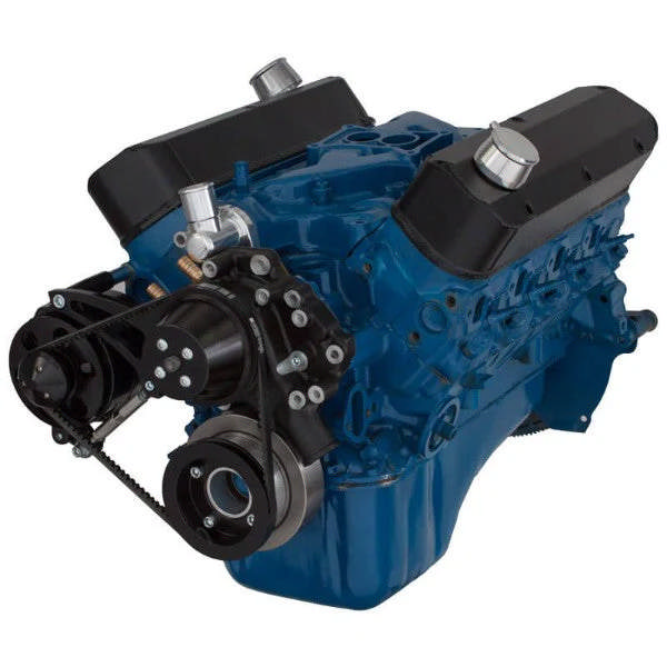 Ford SB Compatible Front Accessory Drive - V-Belt with Alternator - Water Pump - Brackets and Bolts - Black