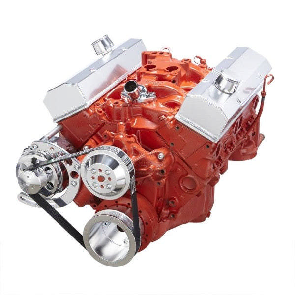 GM SB Compatible Front Accessory Drive - Quick Serpentine - Alternator - Water Pump - Brackets and Bolts - Polished