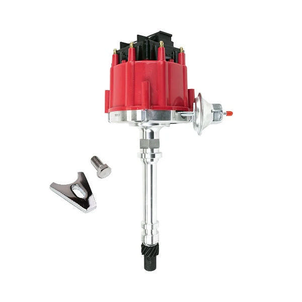 GM SB and BB Compatible HEI Ready to Run Distributor - 65K Volt Coil - Black Dust Cover - Red Cap