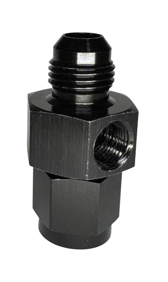 Fuel Pressure Gauge Adapter Fittings -06 Male / -06 Female Black