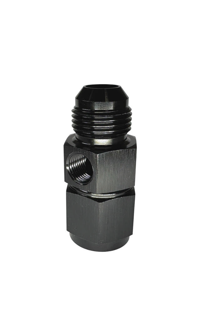 Fuel Pressure Gauge Adapter Fittings -08 Male / -08 Female Black