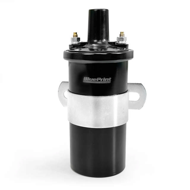 45K Volt Ignition Coil - Canister Round Oil-Filled - Female Socket - Black