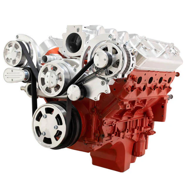 GM LS Compatible Front Accessory Drive - Full Serpentine - Alternator - AC - Water Pump - Brackets - Bolts - Polished
