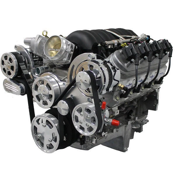 GM LS Compatible Front Accessory Drive - Full Serpentine - Alternator - AC - Power Steering - Water Pump - Brackets - Bolts - Polished