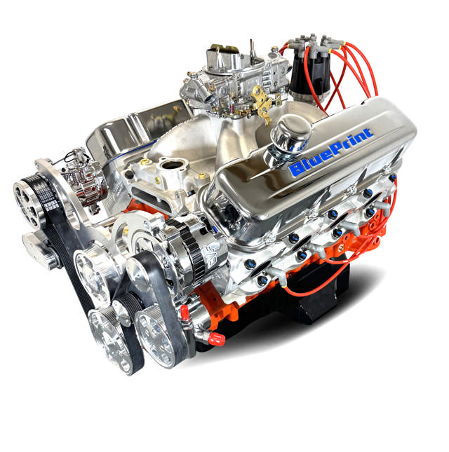 BluePrint Engines GM Big Block Compatible 502 c.i. Pro-Series Engine - 627 Horsepower - Deluxe Dressed -Polished Pulley Kit - Carbureted