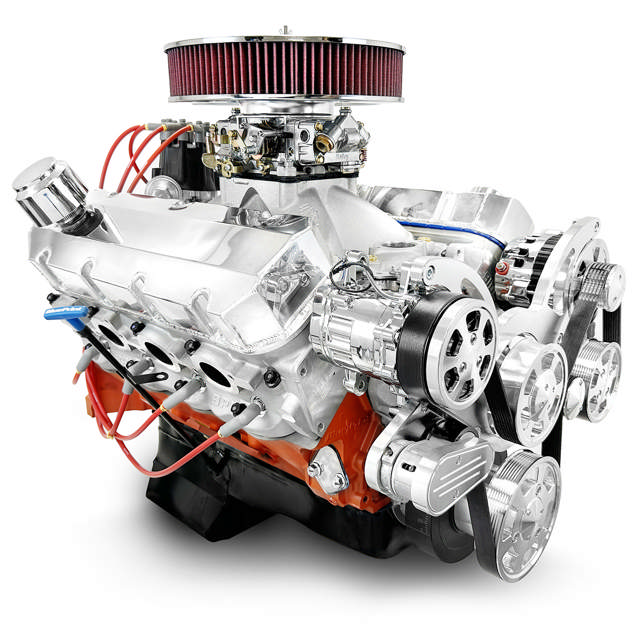 BluePrint Engines GM Big Block Compatible 502 c.i. Pro-Series Engine - 627 Horsepower - Deluxe Dressed -Polished Pulley Kit - Carbureted