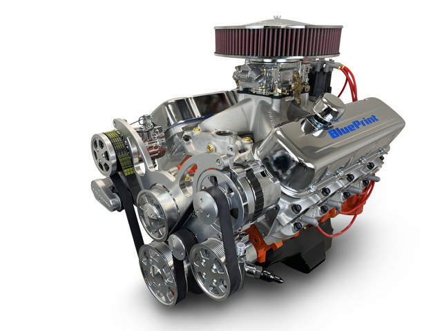 BluePrint Engines GM Big Block Compatible 540 c.i. Pro Series Engine - 670 Horsepower - Deluxe Dressed - Polished Pulleys - Carbureted