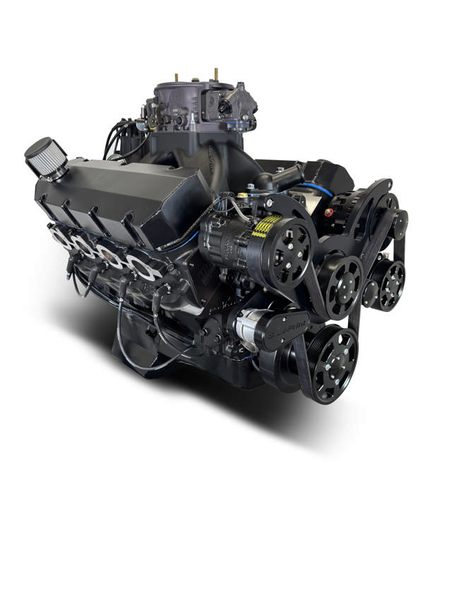 BluePrint Engines GM Big Block Compatible 632 c.i. Pro Series Engine - 815 Horsepower - Blackout Reaper Edition - Deluxe Dressed - Black Pulley Kit - Carbureted