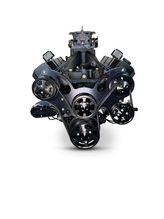 BluePrint Engines GM Big Block Compatible 632 c.i. Pro Series Engine - 815 Horsepower - Blackout Reaper Edition - Deluxe Dressed - Black Pulley Kit - Carbureted