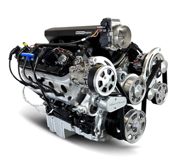 BluePrint Engines GM LS Compatible 427 c.i. Pro Series Engine - 600 Horsepower - Deluxe Dressed - Polished Pulley Kit - Holley Terminator X EFI System