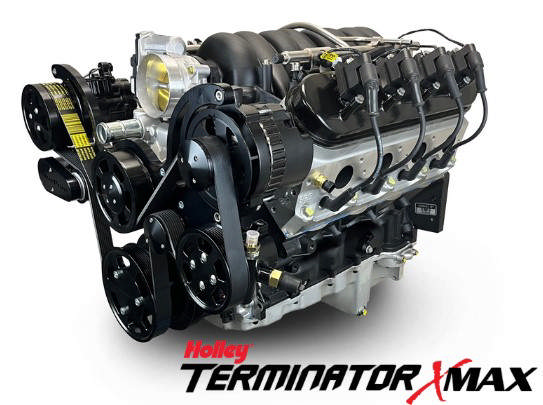 BluePrint Engines GM LS Compatible 376 c.i. Pro Series Engine - GM Plastic Intake - Deluxe Dressed - Black Pulley Kit - Holley Terminator X EFI System
