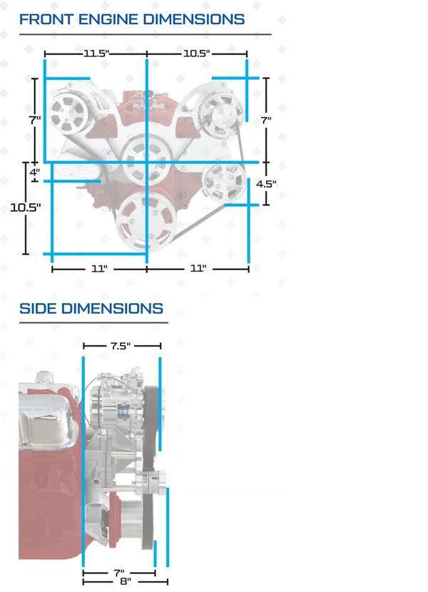 BluePrint Engines GM Small Block Compatible 327 C.I. Deluxe Dressed - Low Profile - Polished Pulley Kit - Fuel Injected